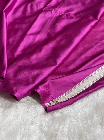 Wine Shades Scallop Mashru Silk Saree MS60