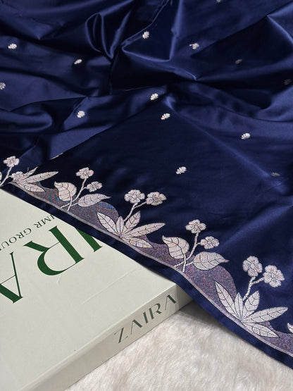 Banarasi Navy Blue Booti Mashru Silk Saree MS58