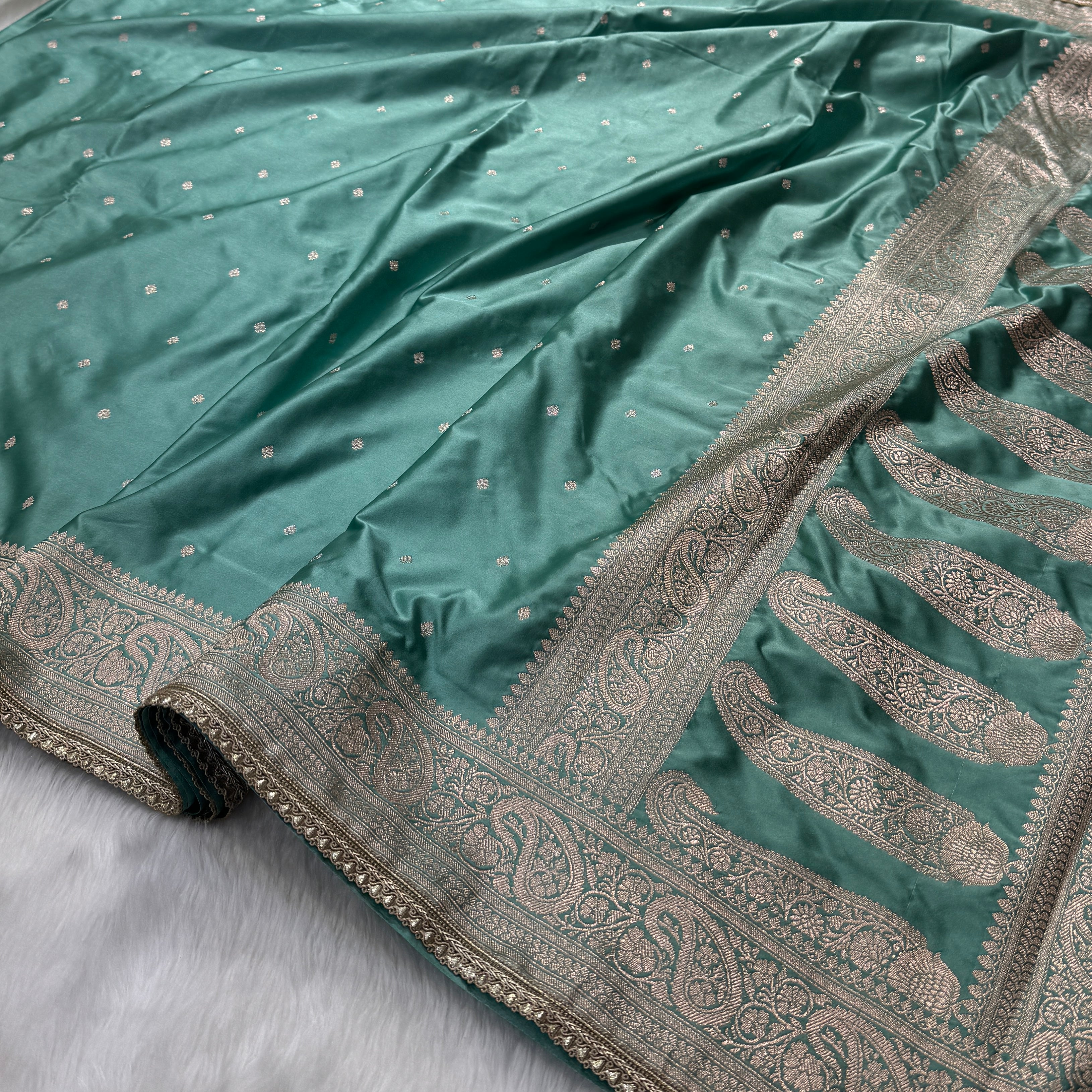 Turquoise Booti Mashru Silk Saree with gotta Patti MSGP5