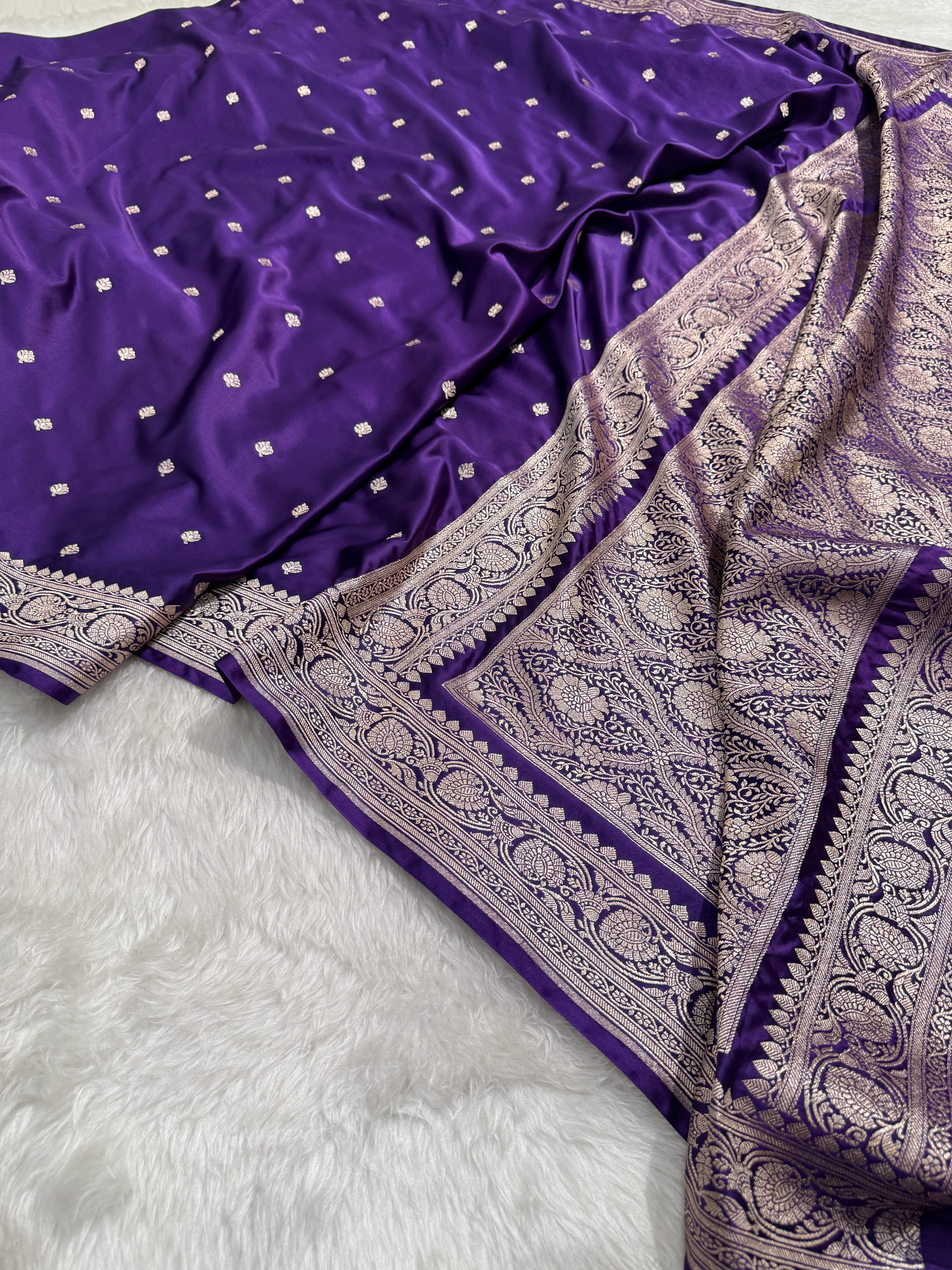 Banarasi Purple Booti Mashru Silk Saree