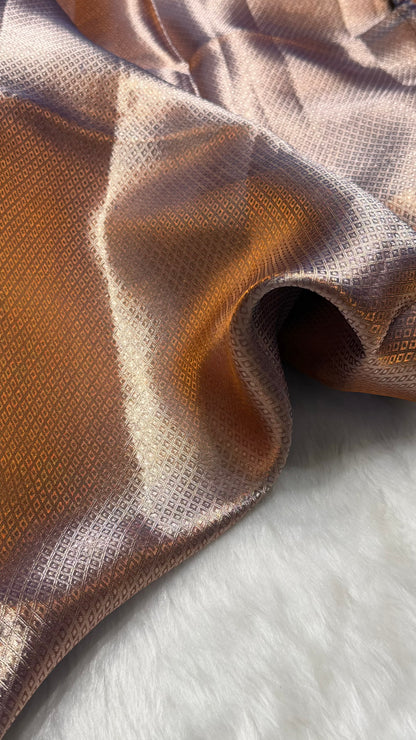 Rustic Royal Blue Shades Pure Tissue Silk Saree with Brocade Blouse PT-09