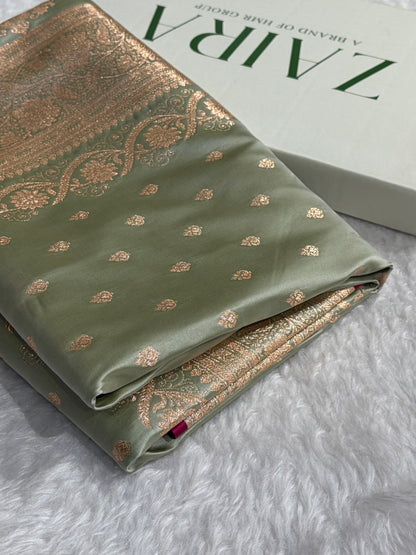 Katan Silk Saree In Pista Shades SK08