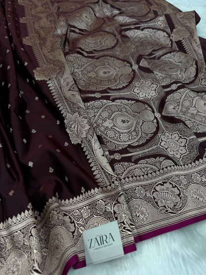 Chocolate shades Mashru Silk Saree for Festive Seasons