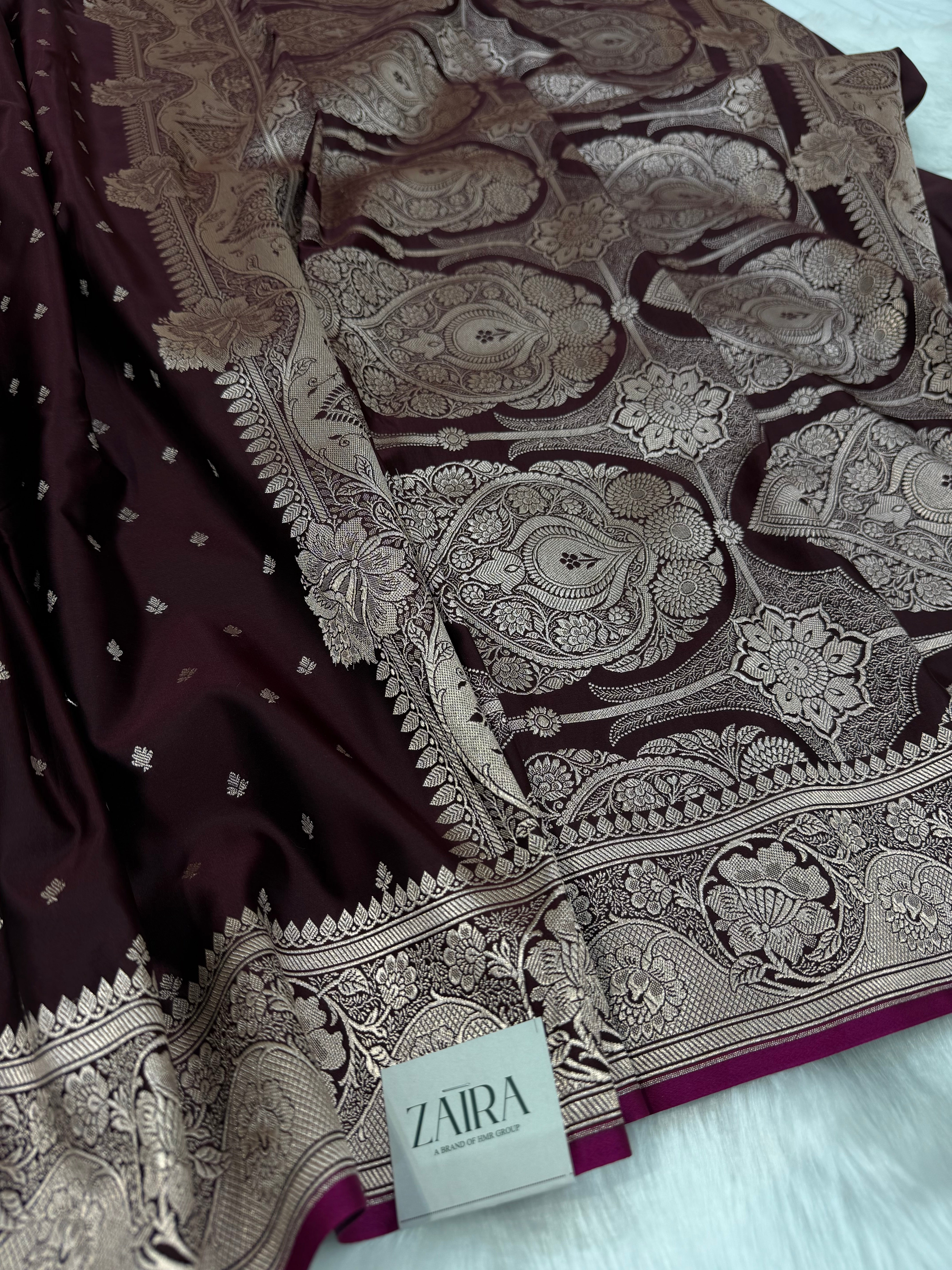 Chocolate shades Mashru Silk Saree for Festive Seasons