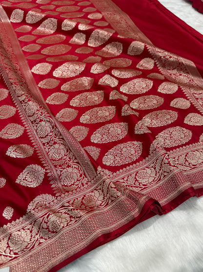 Red Shades Floral Boota Mashru Silk Saree MSM 77
