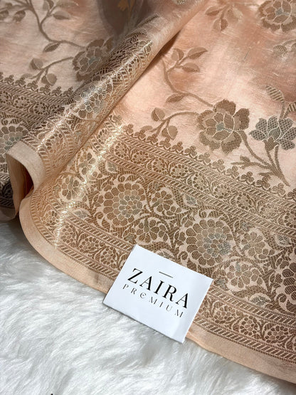 Peach Shade Minakari Pure Caramel Silk Saree CS-04