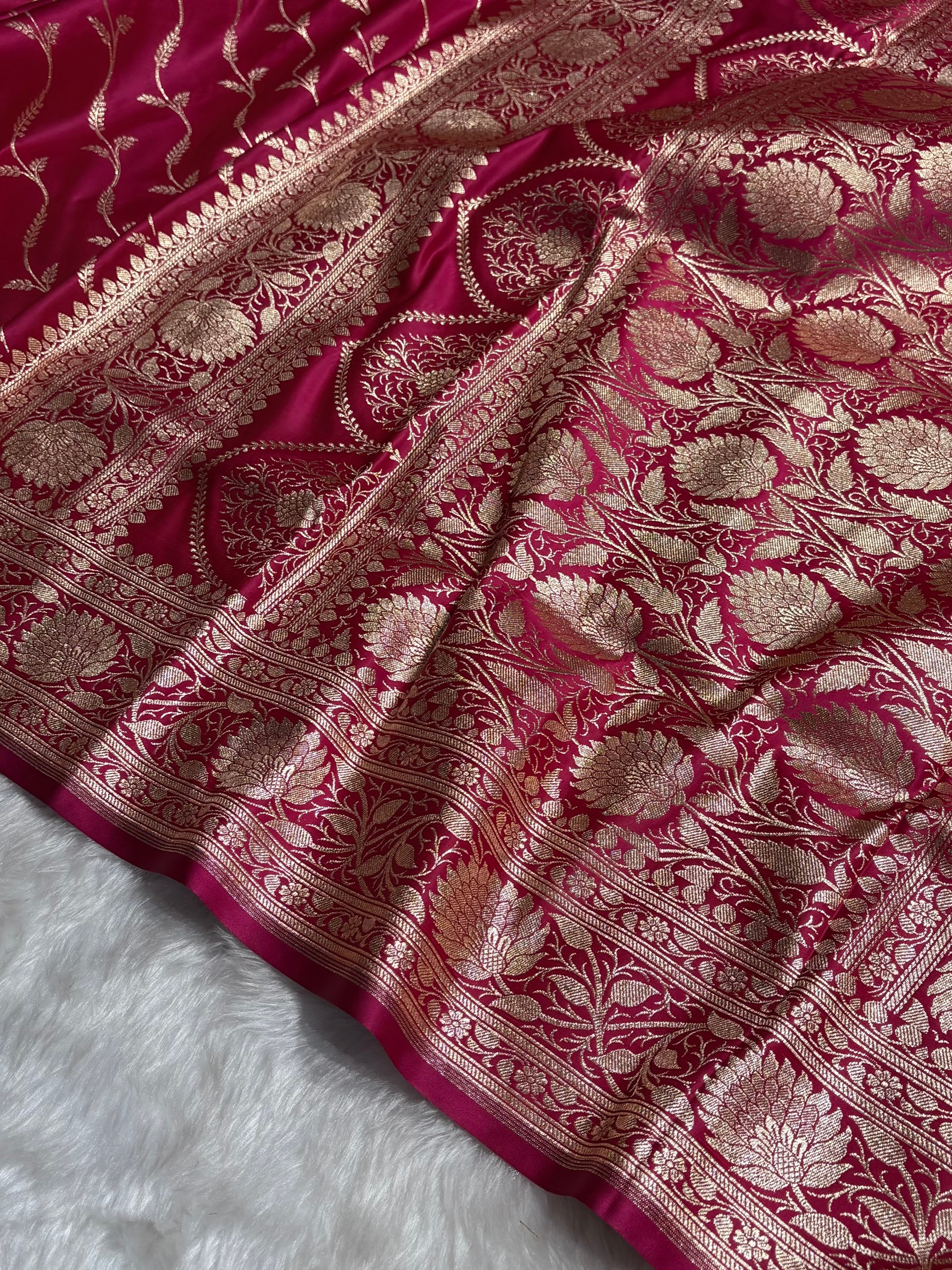 Rani Cross Pattern Satin Katan Silk saree SK37