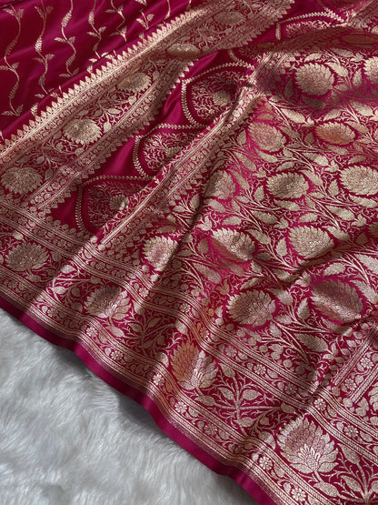 Rani Cross Pattern Satin Katan Silk saree SK37
