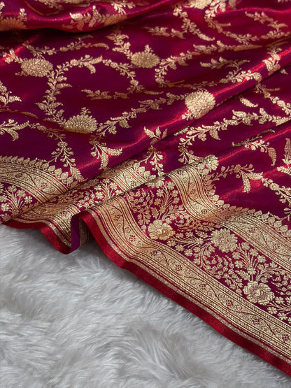 Satin Silk Jaal in Magentic Red Shades SS14