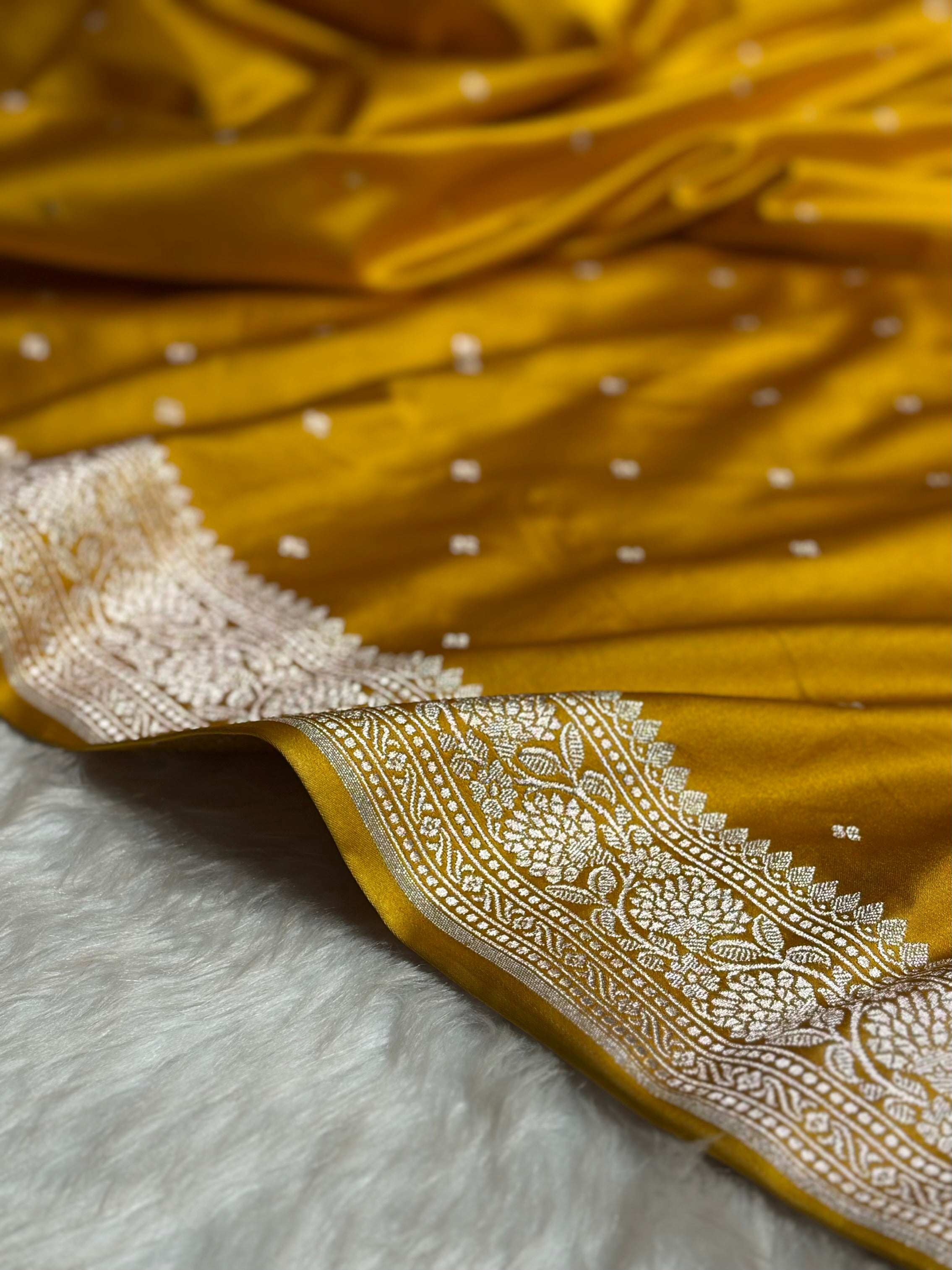 Mustard Shades Booti Mashru Silk Saree MS70