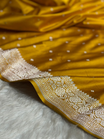 Mustard Shades Booti Mashru Silk Saree MS70