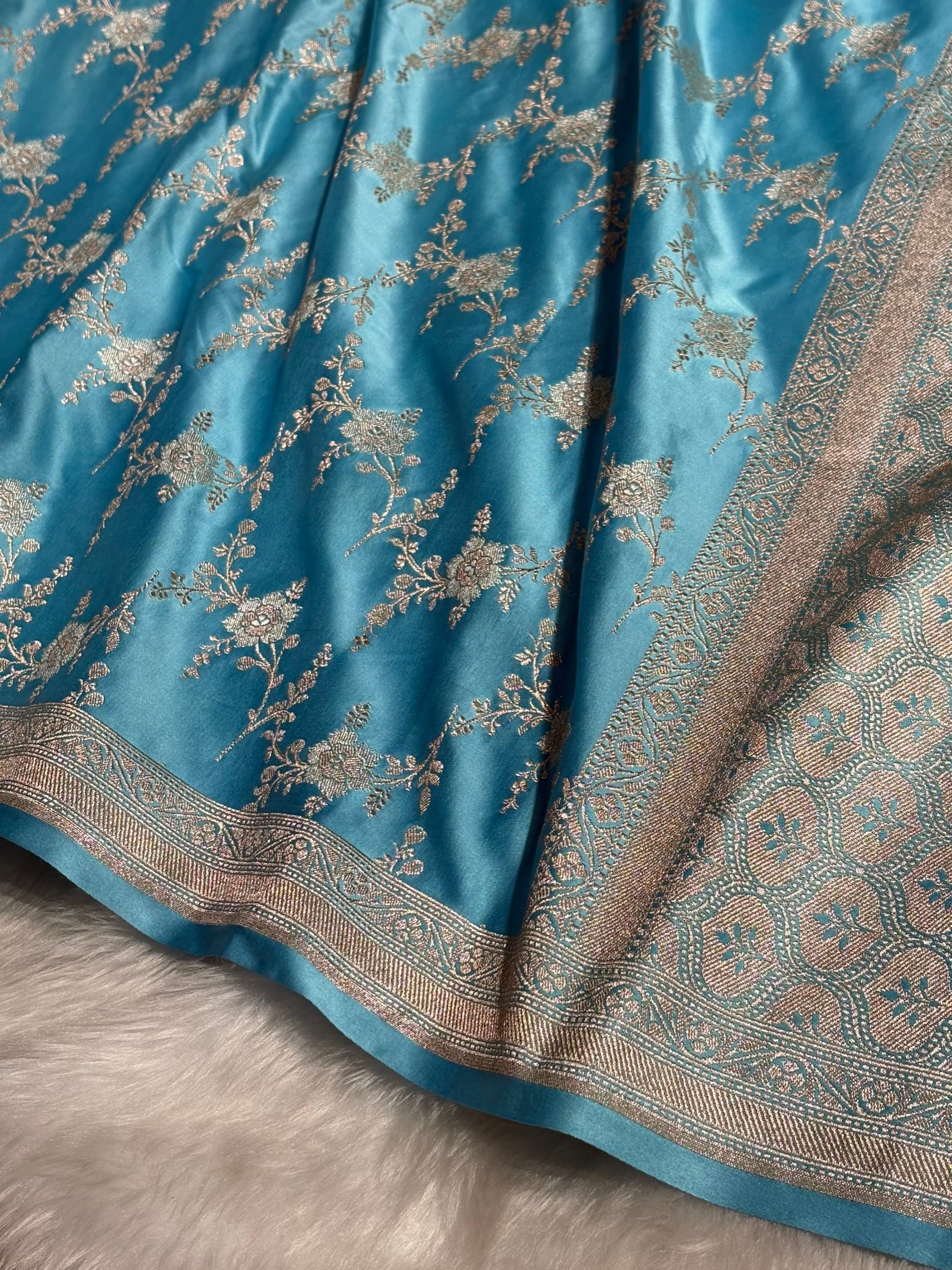 Sky Blue Minakari Jaal Mashru Silk Saree MS08