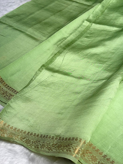 Pista Shade Handwoven Pure Katan Raw Mango Silk RM-06
