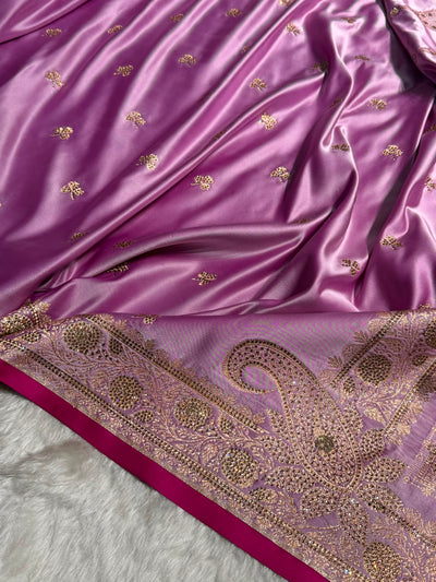Banarasi Lavender Booti With Swarovski Work Katan Silk Saree BSK09