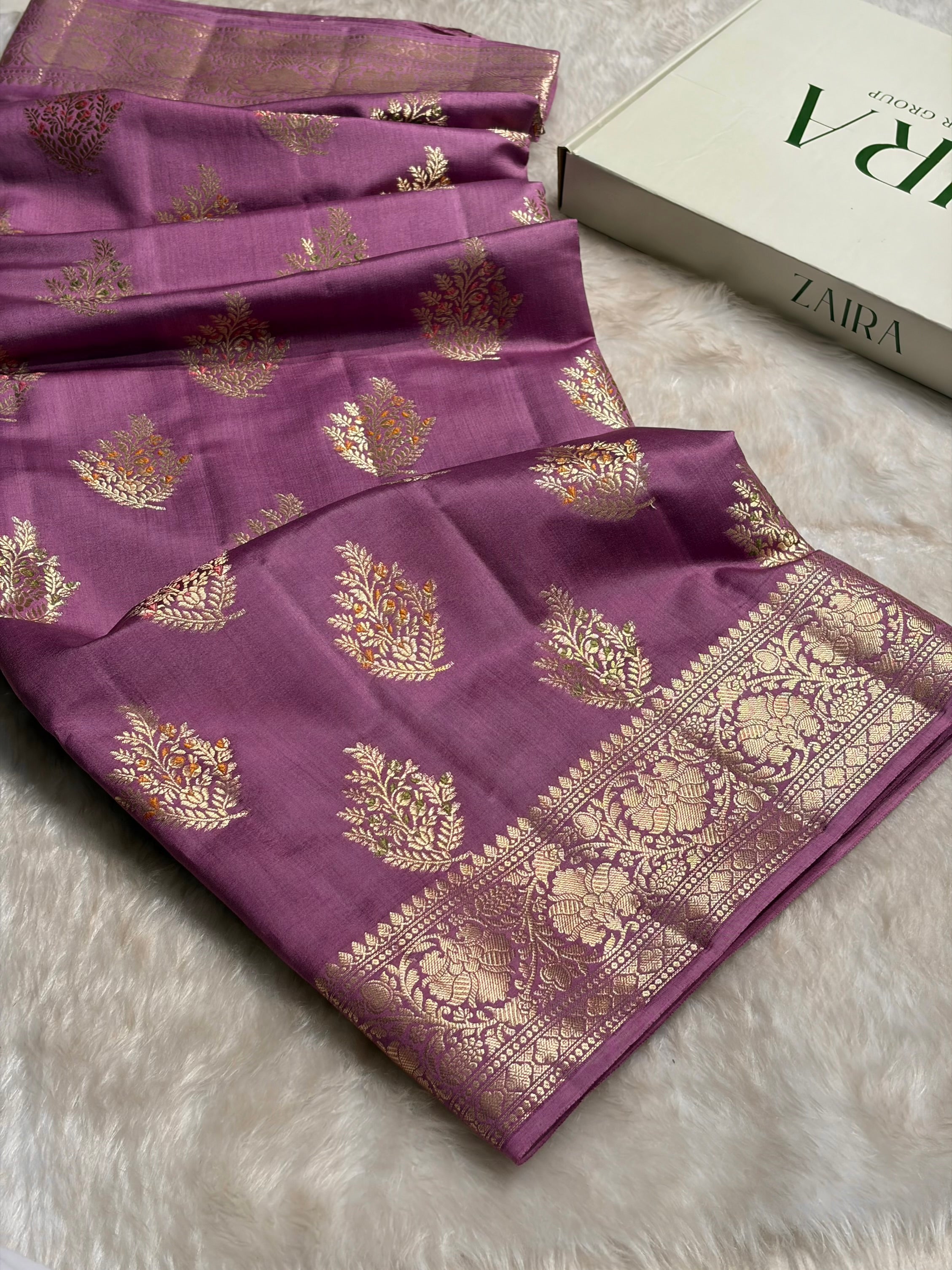 Minakari Dusty Lavender Shades Pure Chiniya Silk CH-02