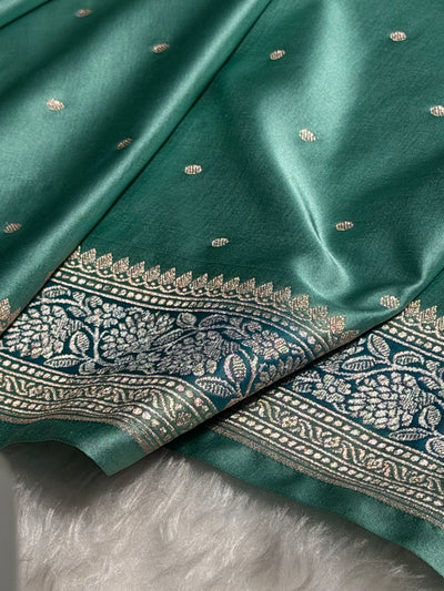 Sea Green Shades Booti Mashru Silk Saree MCS65