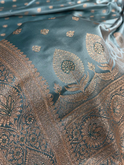 Banarasi Turquoise Shades booti Katan Silk saree SK10