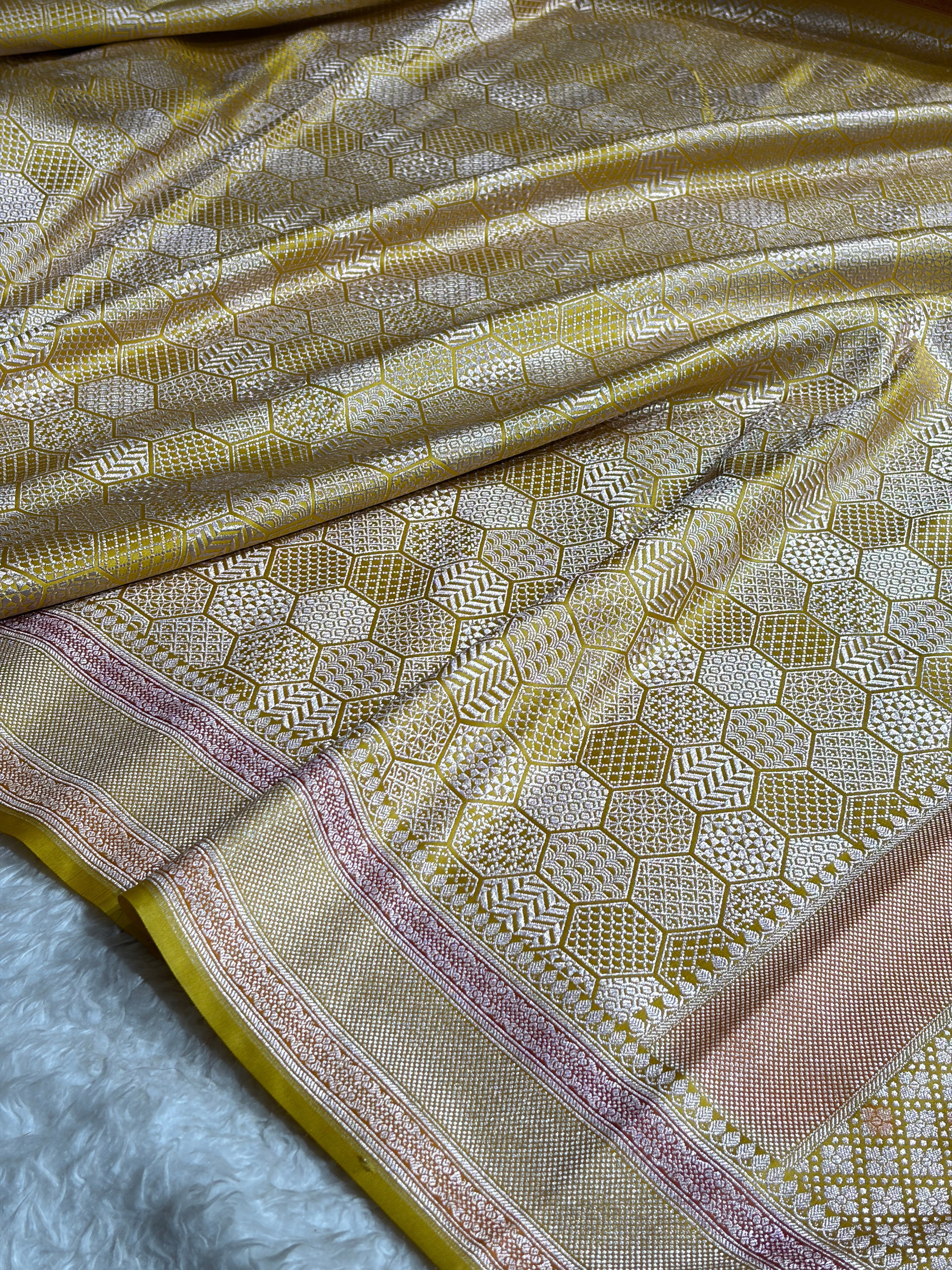 Gold Shades Minakari Brocade Mashru Silk Saree MS85