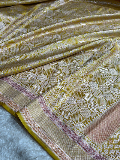 Gold Shades Minakari Brocade Mashru Silk Saree MCS85