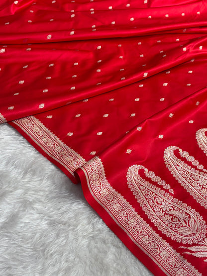 Premium Banarasi Satin Katan Saree in Red Shades SK90