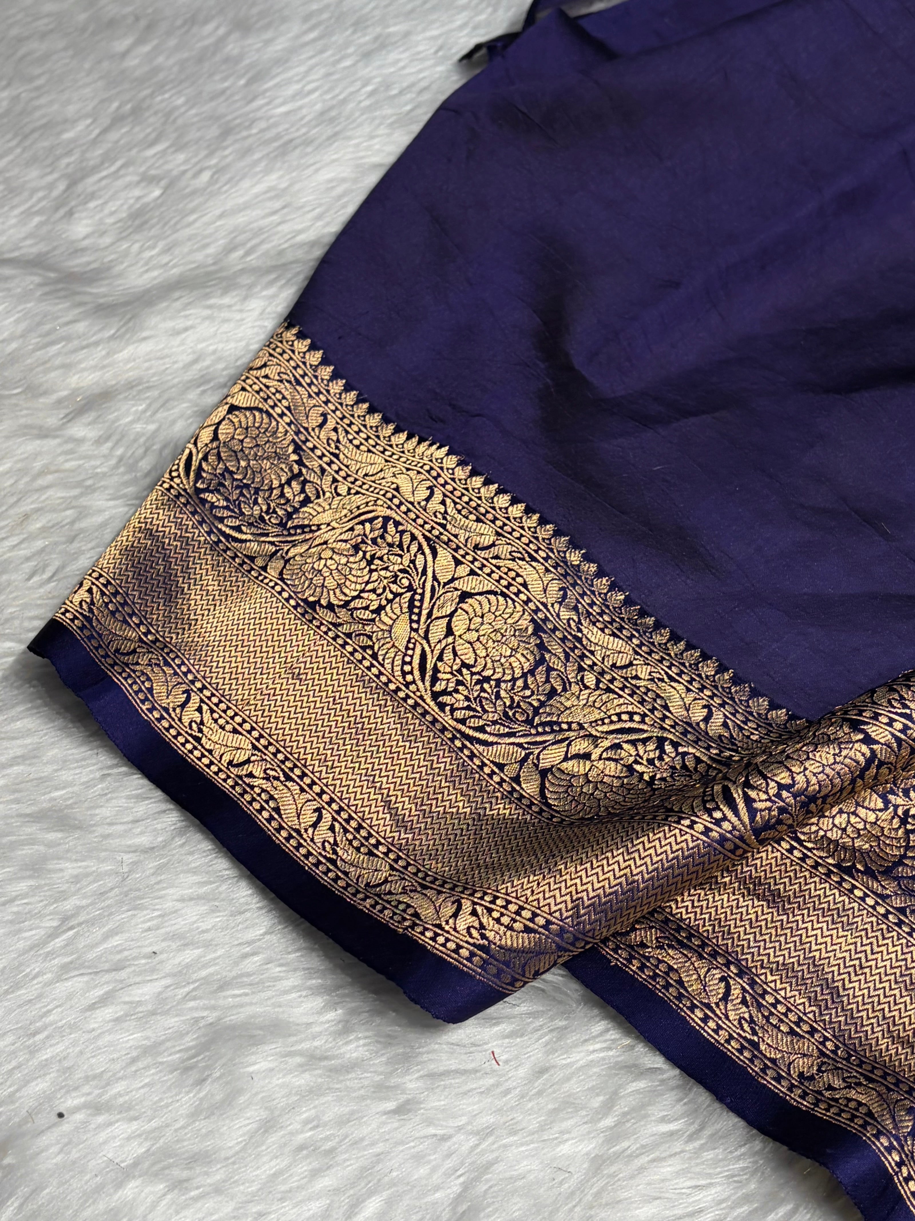 Contrast Firozi with Purple Shades Handwoven Pure Raw Mango Silk RM-56