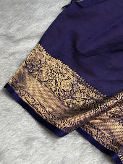 Contrast Firozi with Purple Shades Handwoven Pure Raw Mango Silk RM-56