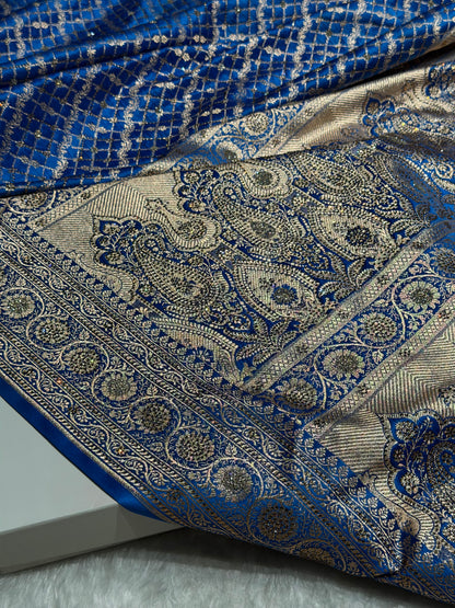 Firozy Banarasi Brocade With Swarovski Work Soft Katan Silk Saree - BSK44