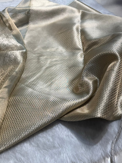 Turquoise Grey Shades Pure Tissue Silk Saree with Brocade Blouse PT-08