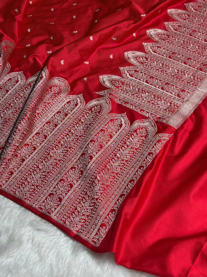 Skirt Border Bridal Red Mashru Silk Saree MS13