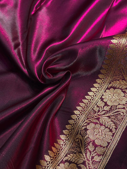 Satin Silk Saree Booti Motif in Wine Shades SS20