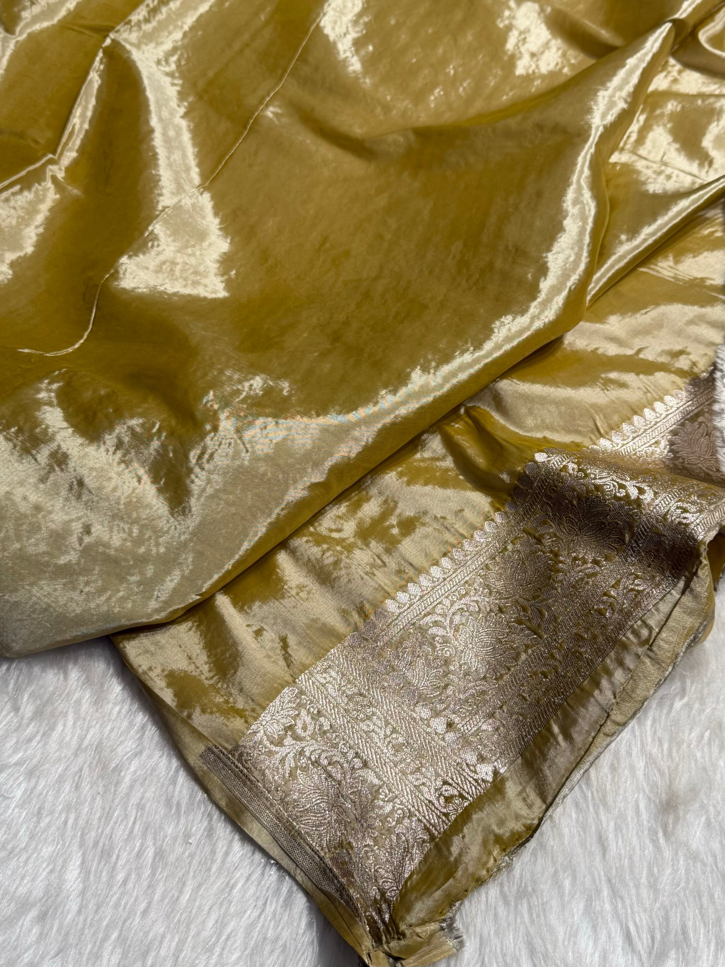 Golden Yellow Crepe Silky Katan Banarasi Saree CSK-02