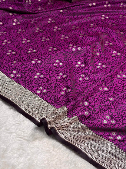 Magenta Shades Tanchoi Motif Mashru Silk Saree MST-12