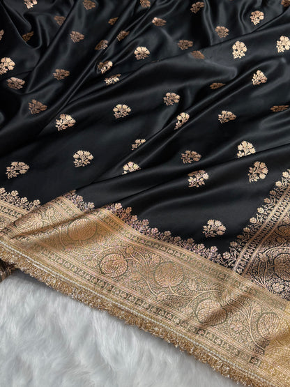 Black - Cream With Gotta Patti Banarasi Boota Katan Silk Saree SKMGP29