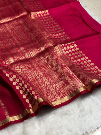 Dark Pink Shades Rangkart Handwoven Pure Katan Raw Mango Silk RM-38