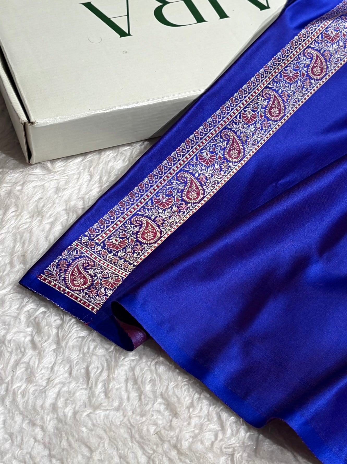 Royal Blue Jamawar Tanchoi Jaal Katan Silk Saree SKTM-22