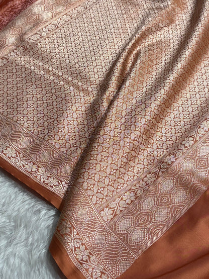 Peach Shades Tanchoi Motif Mashru Silk Saree MST-15
