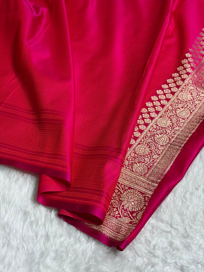 Banarasi Satin Katan Saree Contrast Rama / Rani Shades SK132
