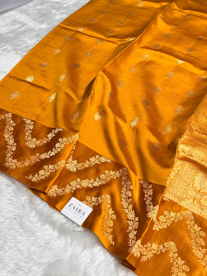 Mustard Shades Boota Handwoven Pure Paper Silk RM-13