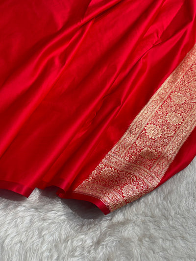Lavender with Red Booti Satin Katan Silk saree SK29