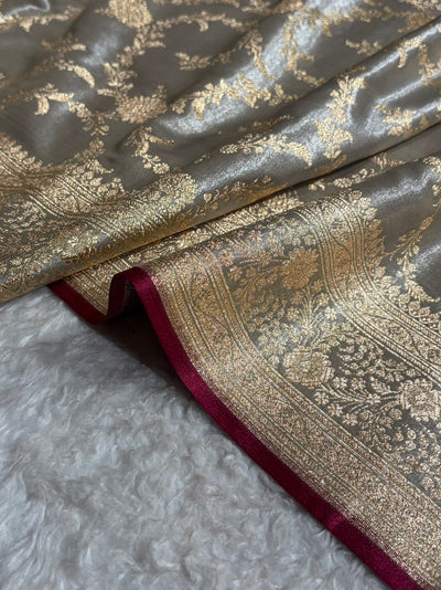 Ultra Light Weight Satin Silk Jaal in Grey Shades SS14