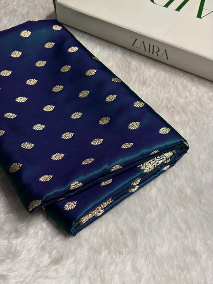 Peacock Shades Banarasi Satin Silk Saree SS36