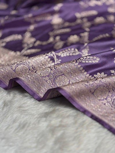 Lavender Banarasi Jaal Mashru Silk Saree MCS23
