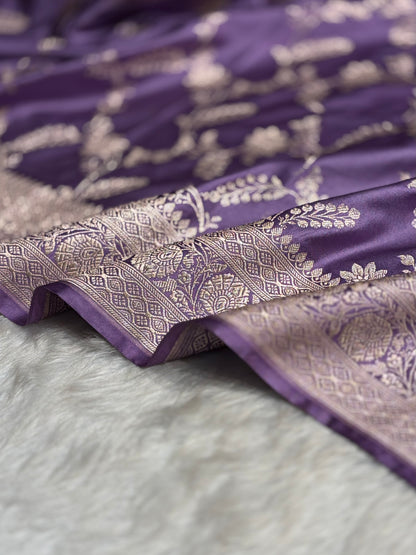 Lavender Banarasi Jaal Mashru Silk Saree MS23