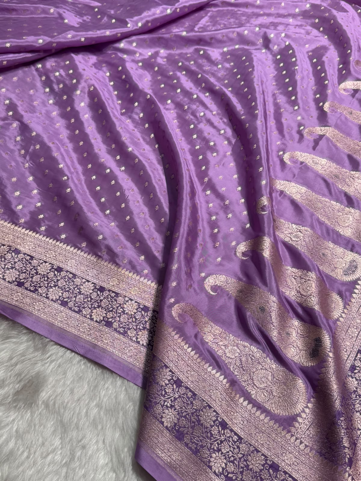 Lavender Shades With Contrast Border Crepe Silky Katan Banarasi Saree CSK-06