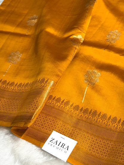 Mustard Shades Handwoven Pure Raw Mango Silk RM-47