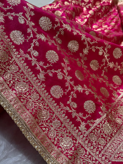 Rani Cross Banarasi Satin Silk Saree with gotta patti SSGP15