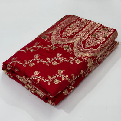 Red Satin Silk Cross with Zardozy work BSS11