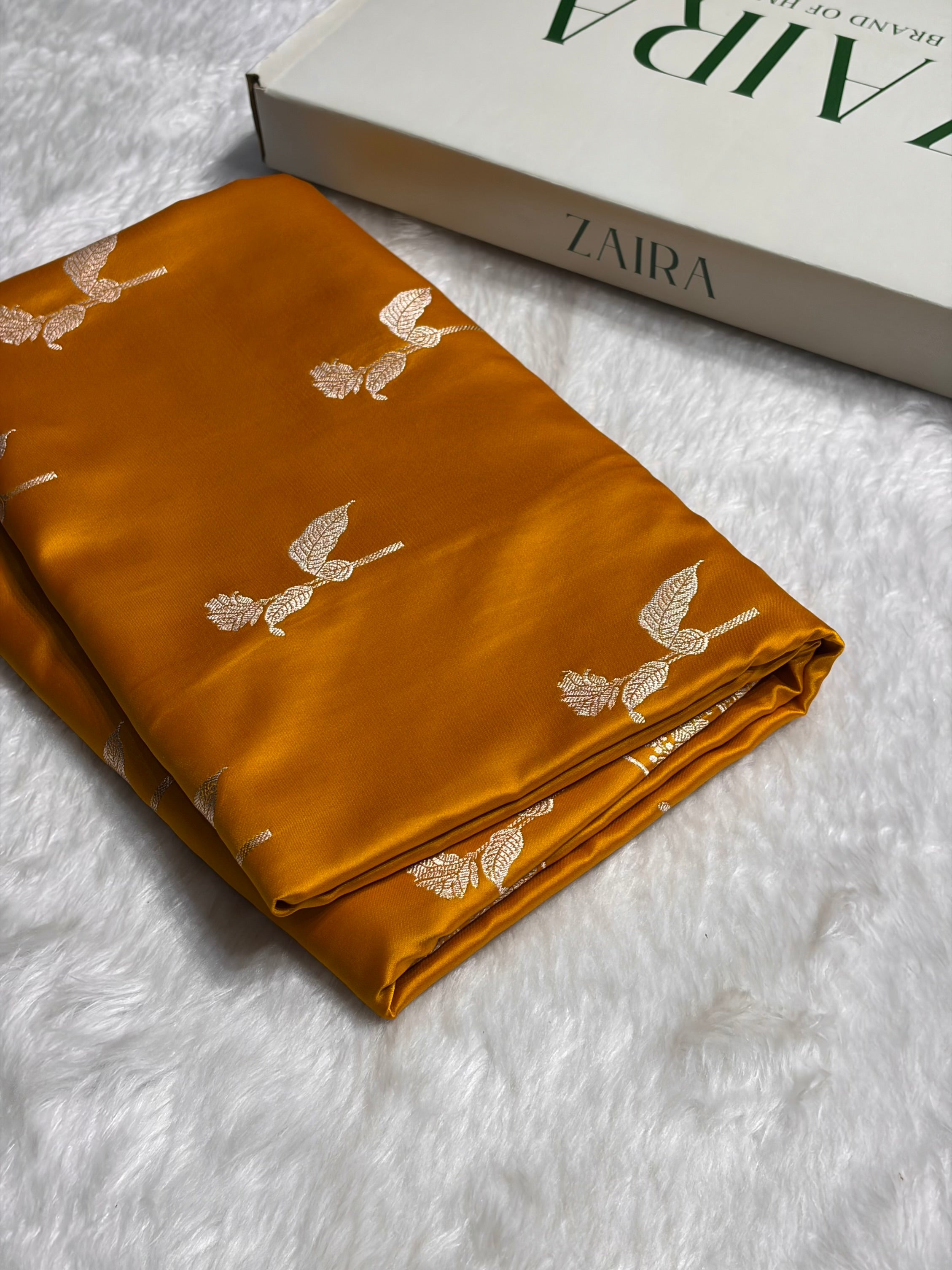 Mustard Boota With Floral Border Mashru Silk Saree MSM-93