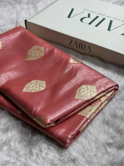 Ultra Light Weight Satin Silk Boota in Gajri Shades SS05