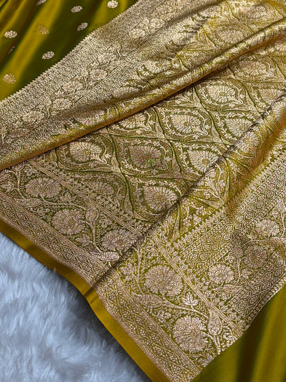 Liril Mehndi Floral Boota Pattern Satin Katan Silk Saree SK72